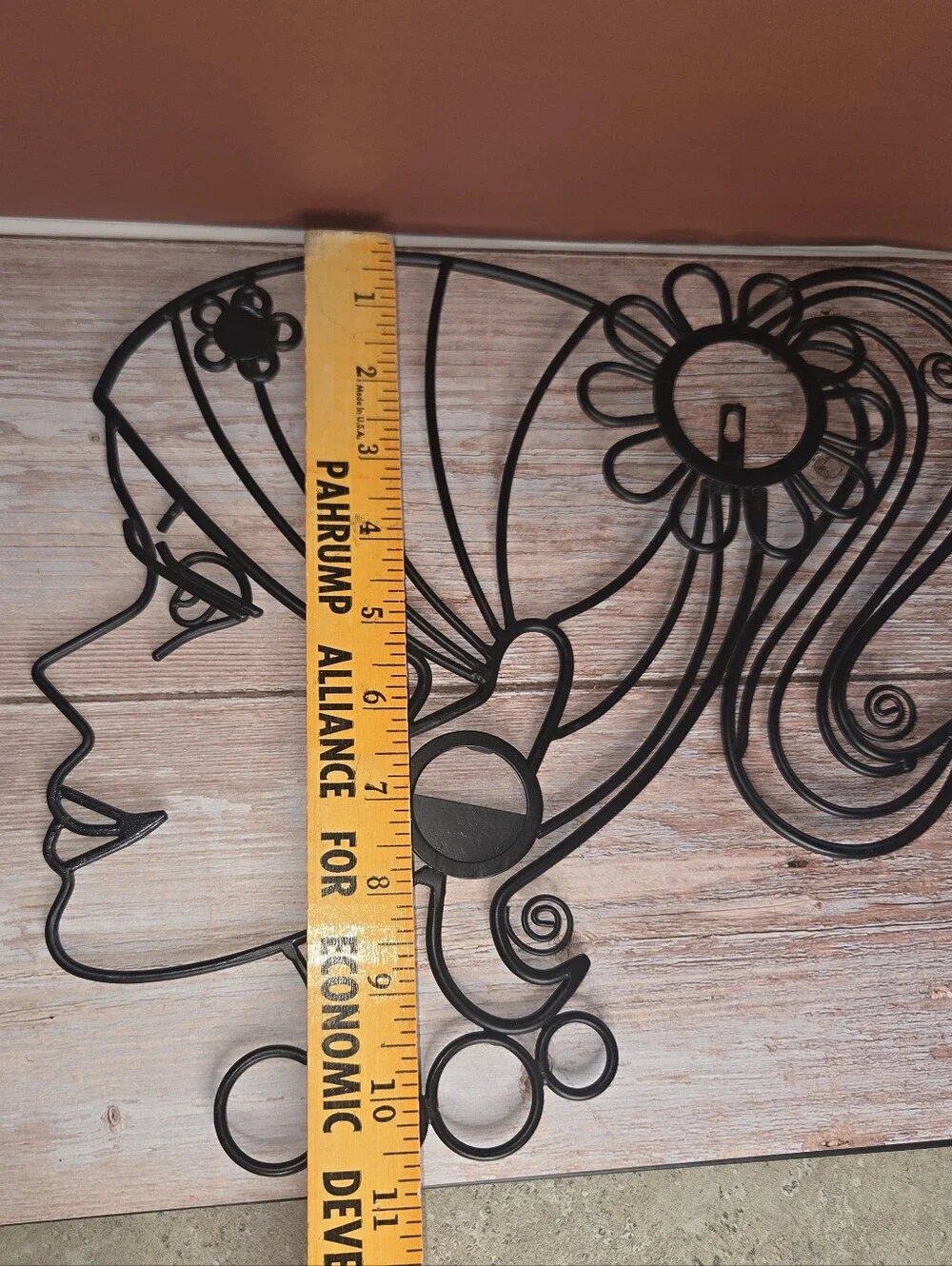 Black Metal Woman Profile Wall Art Set– Floral Hair Accent